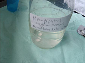 200mcg misoprostol tablet is added to the bottle.